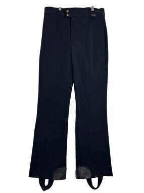 Vintage Profile Ski Pants Sz36 Black Wool Blend Stirrup Snow Winter Retro Pants